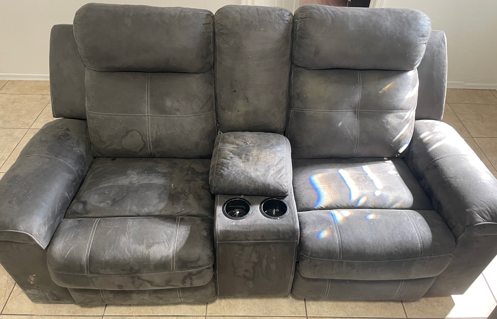 Very dirty microfiber recliner