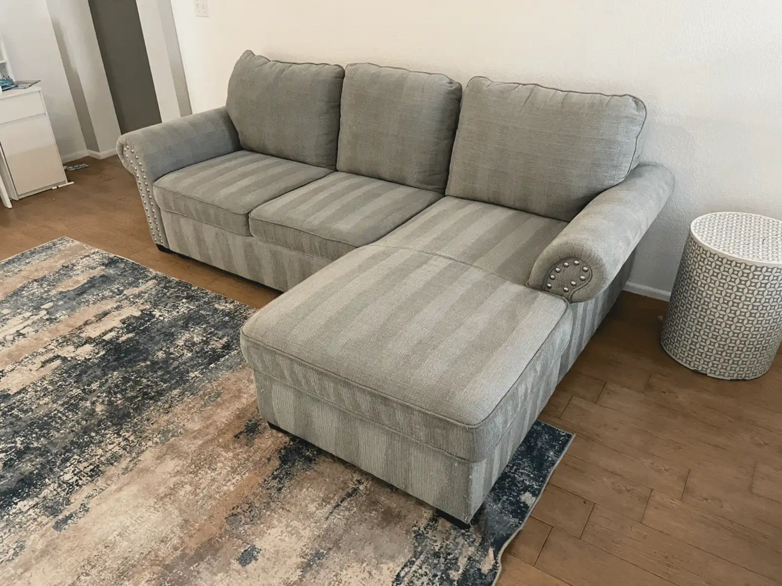 Before and after organic cleaning of sectional sofa in Phoenix