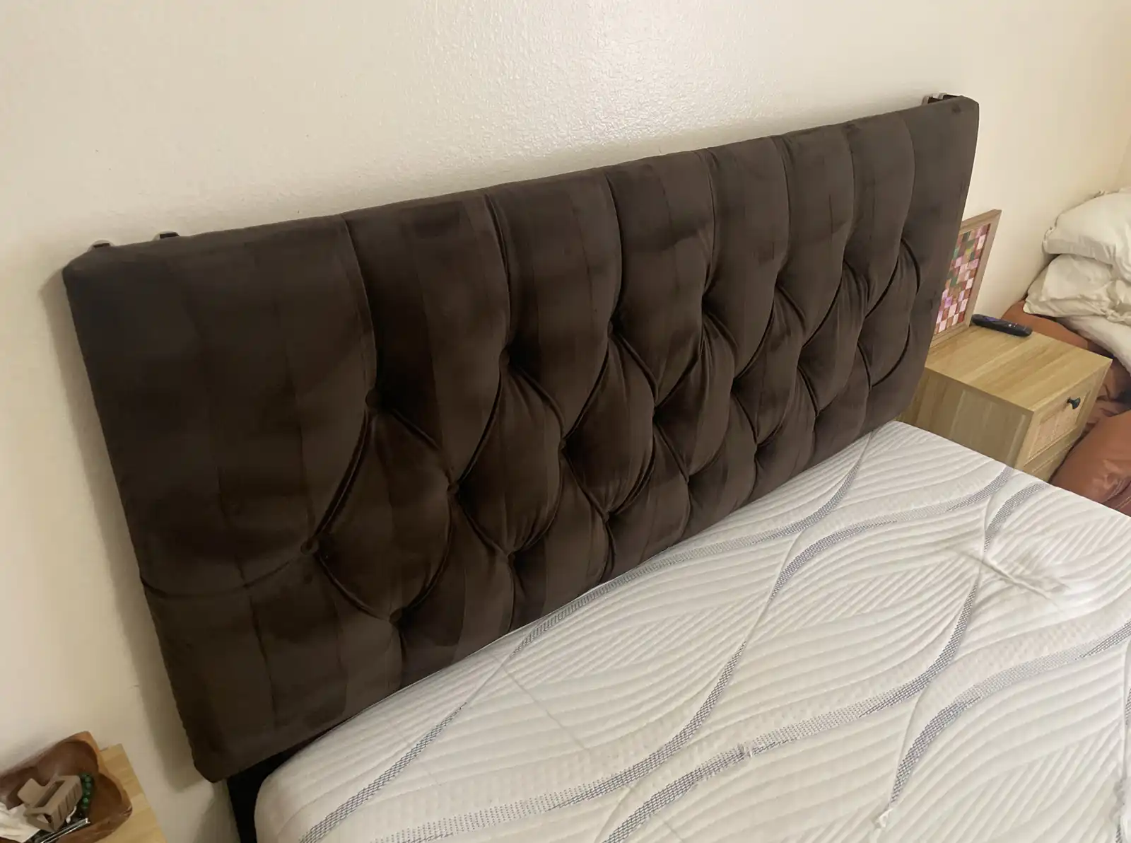 Before and after king headboard cleaning in Litchfield Park home showing dust and body oil removed