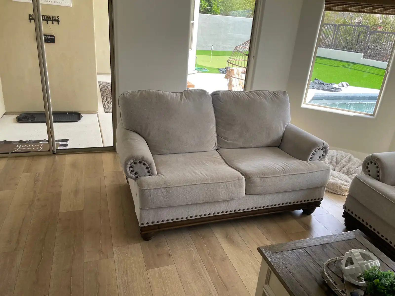 Before and after loveseat cleaning results