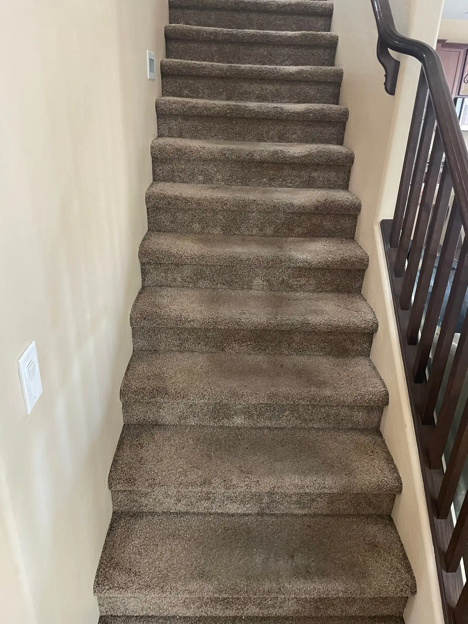 Before and after staircase carpet cleaning results